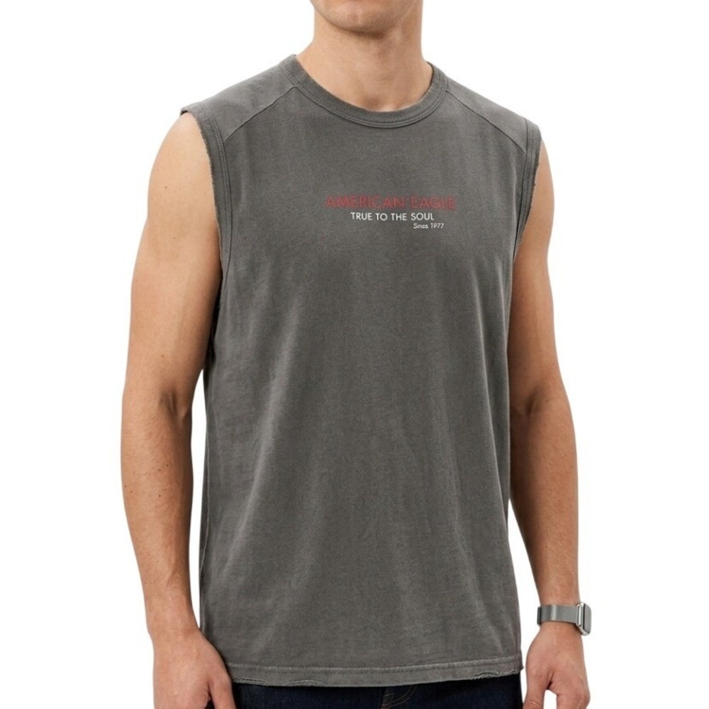 American Eagle Muscle Tee Mens XL Dark Gray Relaxed‎ All American Style Youthful